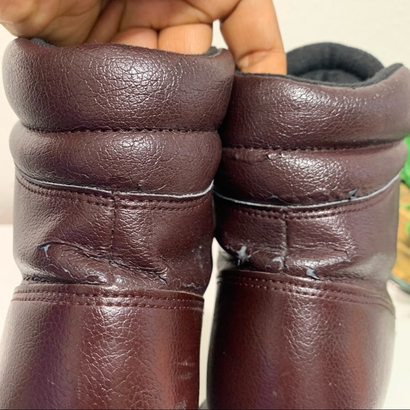 Justin Combat Work Boots Burgundy Man Made Leather - Picture 12 of 13